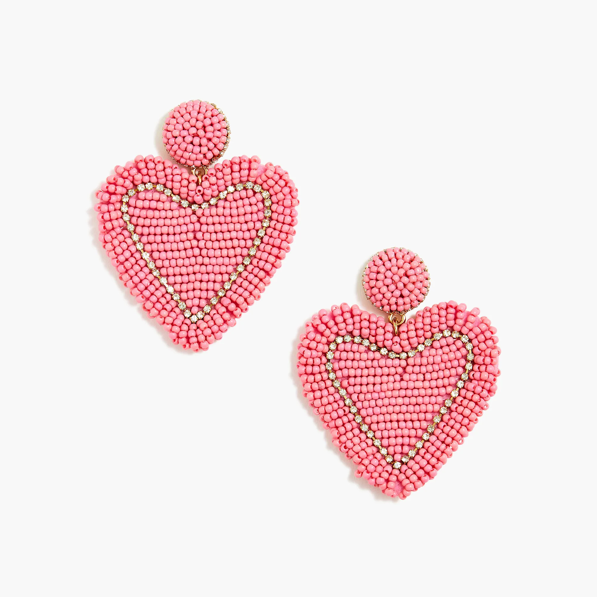 Beaded heart statement earrings | J.Crew Factory