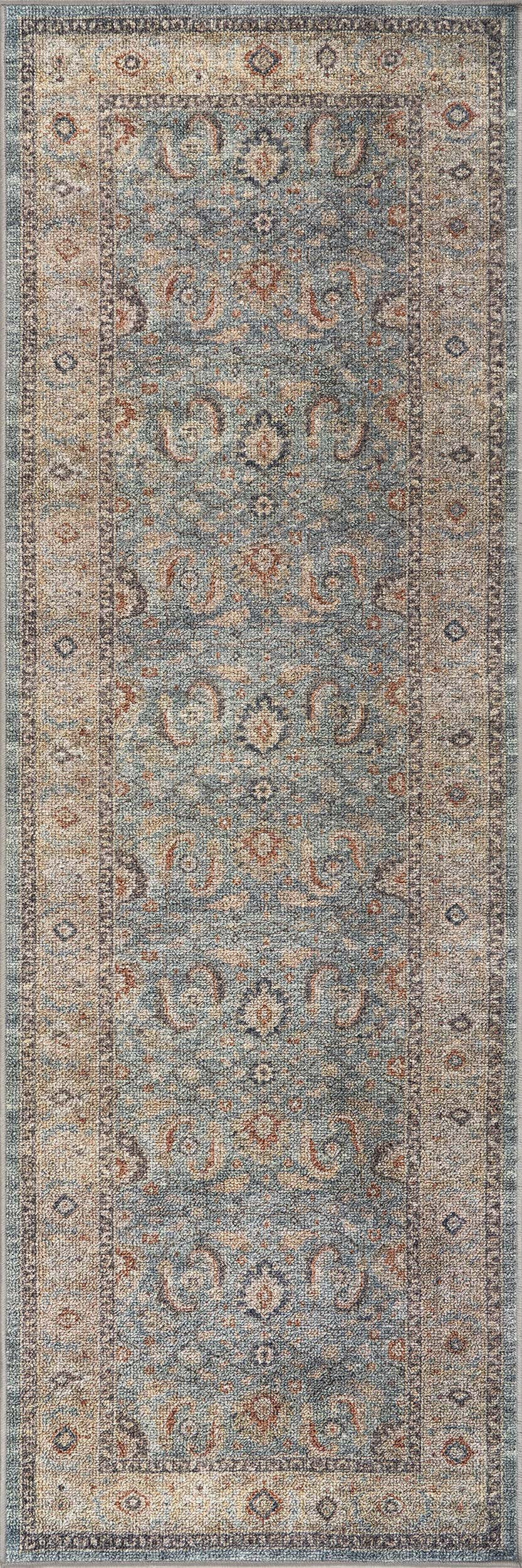 Orlind Traditional Bordered Washable Rug | Blue | Rugs USA