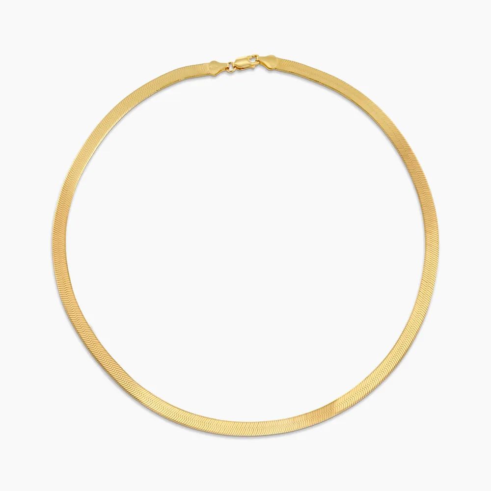 Herringbone Engraved Slim Chain Necklace - Gold Vermeil | Oak & Luna (US)