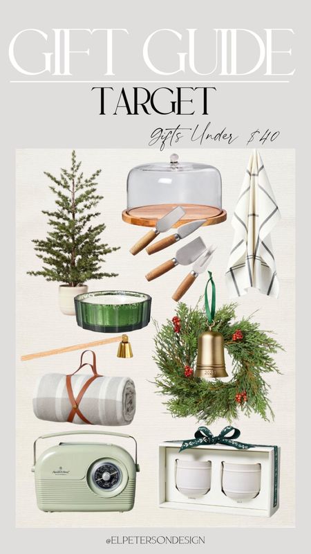 @target @targetsyle #AD
#TargetPartner #Target #targetstyle 
Hearth and Hand Gifts under $40
Table top tree
Cake holder
Wreath
Holiday bell
Cheese knife set
Blanket
Mugs
Snuffer
Candle
Flour sack kitchen towel
Radio

#LTKGiftGuide