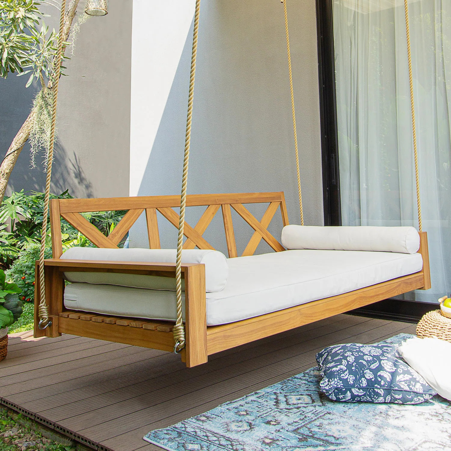 Peralta Teak Porch Swing Bed | Wayfair North America