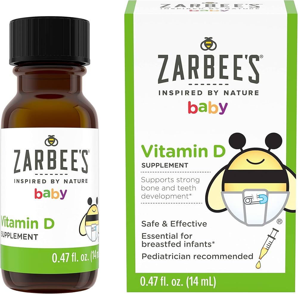 Zarbee's Vitamin D Drops for Infants, 400IU (10mcg) Baby & Toddler Liquid Supplement, Newborn & U... | Amazon (US)