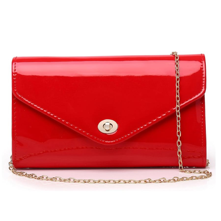 Patent Leather Envelope Clutch Womens Evening Handbag Stylish Shoulder Crossbody Bag for Dating W... | Amazon (US)