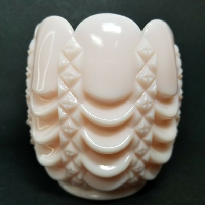 Fostoria Swag Diamond Drape Pink Milk Glass Spooner Vase Rose Bowl | eBay US