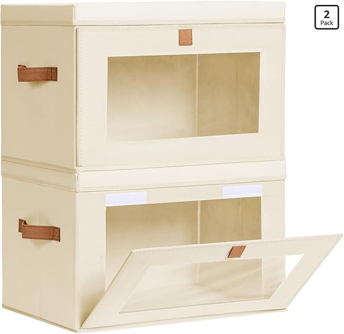 Large Closet Storage Organizer - Clothes Storage Bins with Handles & Window, Collapsible Decorati... | Amazon (US)