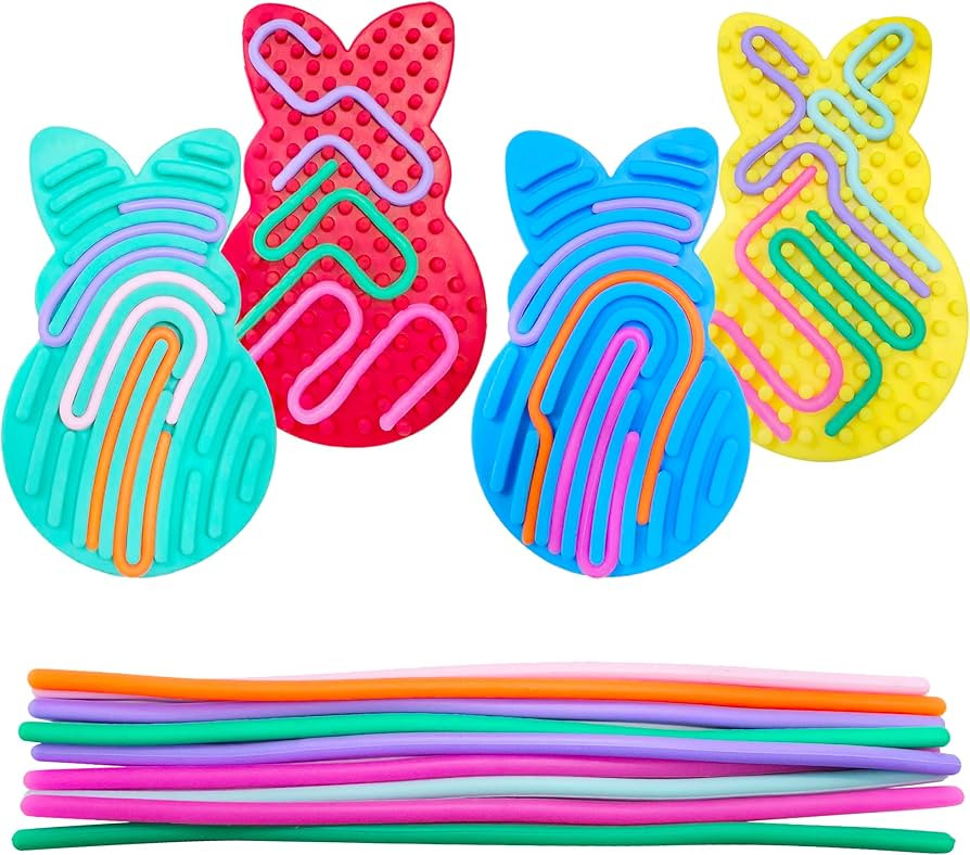 4 Pcs Easter Bunny Sensory Activity Board Toys Double-Side Silicone Fidget Toy for Kids Boys Girl... | Amazon (US)