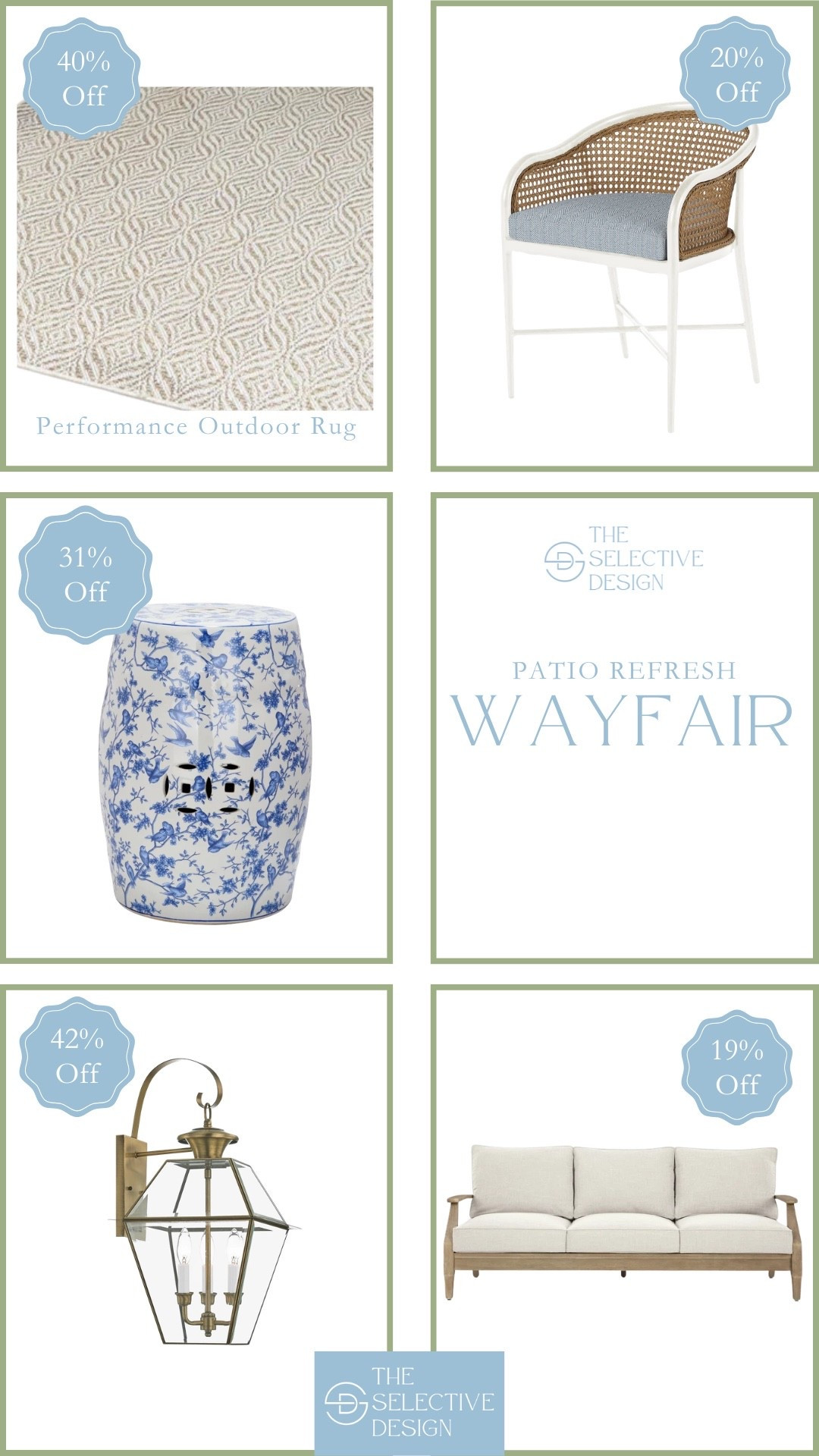 Loving these patio decor sale finds from Wayfair! Refresh your patio this spring with great affordable outdoor furniture at amazing prices!

@wayfair #wishyouwerehere #outdoor #Wayfair #Ad #WayfairPartner 

Patio decor | patio furniture | patio design | patio inspiration | patio inspo | patio moodboard | outdoor decor | outdoor furniture | outdoor design | outdoor inspiration | outdoor inspo | porch decor | porch furniture | porch design | porch inspiration | porch inspo | affordable outdoor furniture | affordable outdoor decor | classic outdoor decor | classic outdoor furniture | classic patio | timeless patio | grandmillennial patio | outdoor sofa | outdoor accent chair | outdoor dining chair | outdoor dining table | summer classics | porch ideas 

#LTKSaleAlert #LTKSeasonal #LTKHome