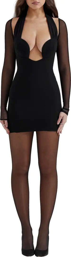 Holly Plunge Long Sleeve Minidress | Nordstrom