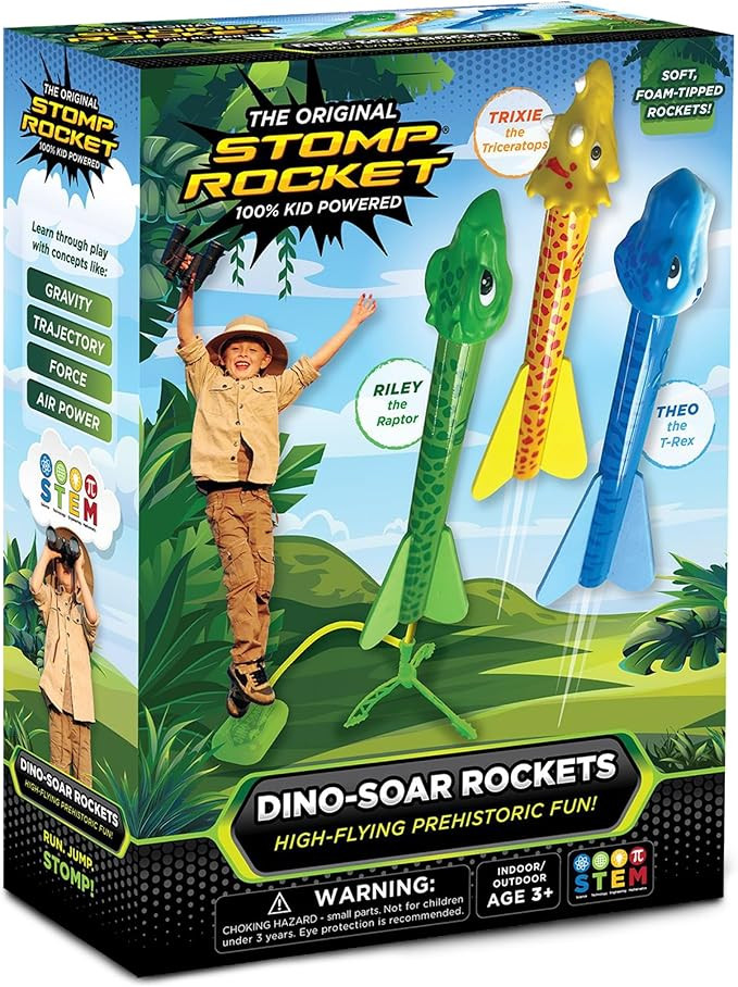 Stomp Rocket Dino-Soar Rocket Launcher for Kids - 3 Dinosaur-Themed Rockets - Fun Backyard & Outd... | Amazon (US)