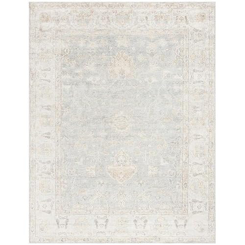 SAFAVIEH Maharaja Collection Area Rug - 8' x 10', Light Blue & Ivory, Hand-Knotted Traditional Viscose, Ideal for High Traffic Areas in Living Room, Bedroom (MHJ415A) | Amazon (US)