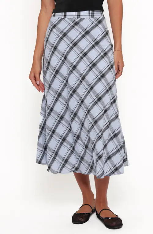 Petal & Pup Piper Plaid Midi Skirt in Icy Bue Plaid at Nordstrom, Size X-Large | Nordstrom