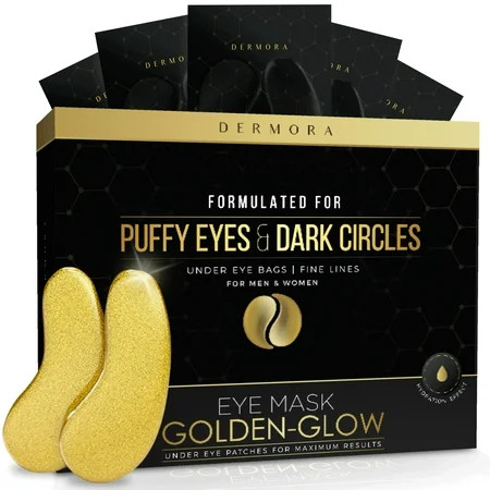 DERMORA Golden Glow Under Eye Patches (20 Pairs Eye Gels) - Rejuvenating Treatment for Dark Circles Puffy Eyes Refreshing Revitalizing Travel Wrinkles C39 | Walmart (US)