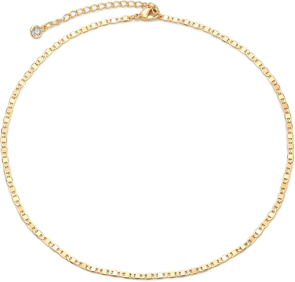 MEVECCO Gold Chain Choker Necklace,14K Gold Plated Dainty Cute Lip Chain Long Necklace Delicate F... | Amazon (US)