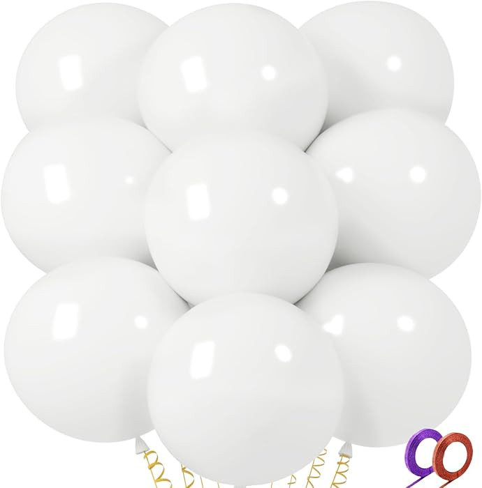 32Pcs White Big Balloons 18 Inch, Round Large Latex Party Balloons for Birthday Wedding Decoratio... | Amazon (US)