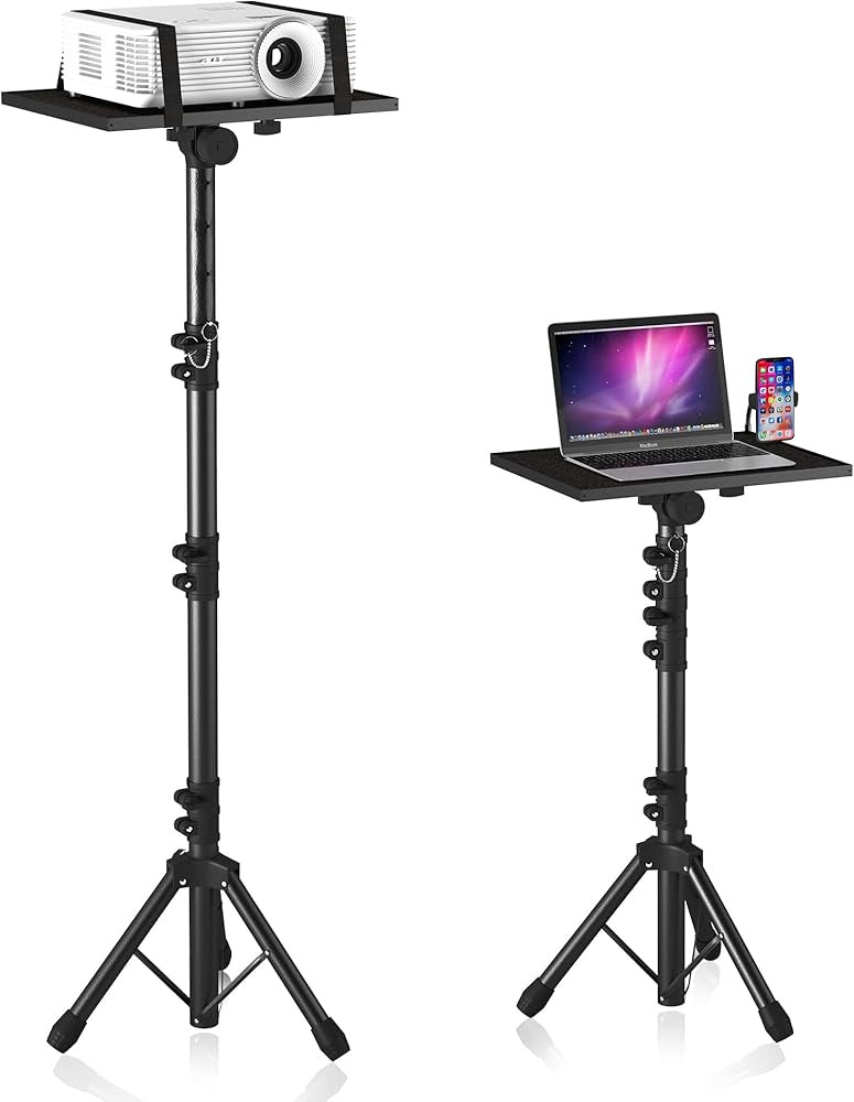 Projector Stand Tripod, Laptop Tripod Stand Adjustable Height from 23.5 to 63.5 inches with Goose... | Amazon (US)