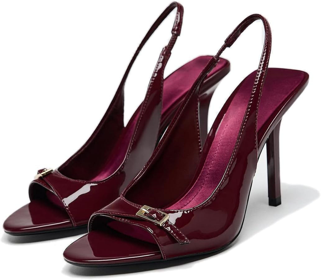 Women's Open Toe Slingback Stiletto Heel Sandals Pointed Peep Toe Buckle High Heel Sexy Dress Pum... | Amazon (US)
