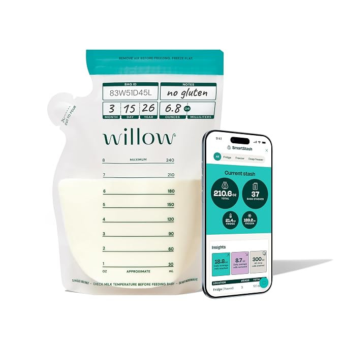 Willow - 8oz Breast Milk Storage Bags - SmartStash Tracking - 100ct - Double Zip Seal for Durabil... | Amazon (US)