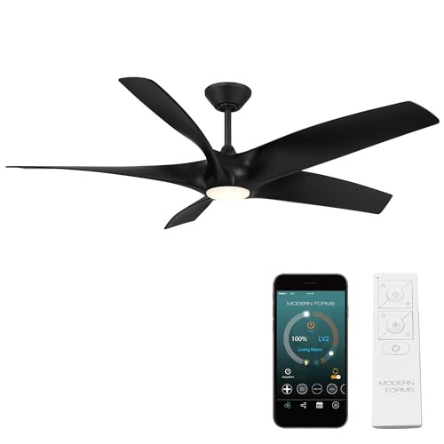 Modern Forms Zephyr Indoor and Outdoor 5-Blade 62in Smart Ceiling Fan in Matte Black with 2700K-3000K-4000K-5000K Selectable LED Light Kit and Remote Control with Alexa and iOS or Android App | Amazon (US)