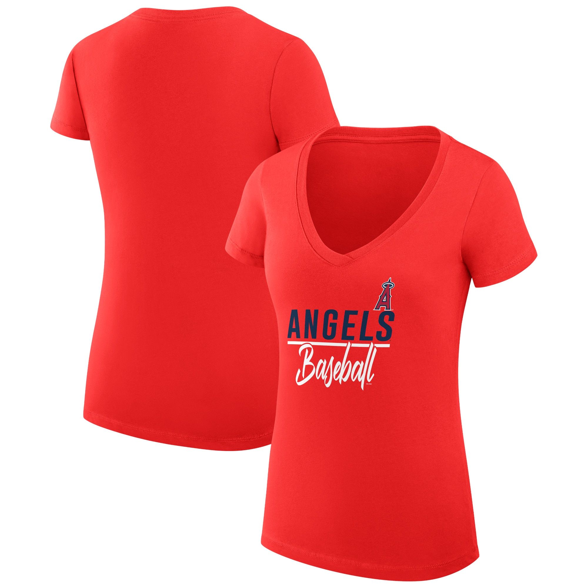 Women's Los Angeles Angels  G-III 4Her by Carl Banks Red Team Graphic V-Neck Fitted T-Shirt | MLB Shop