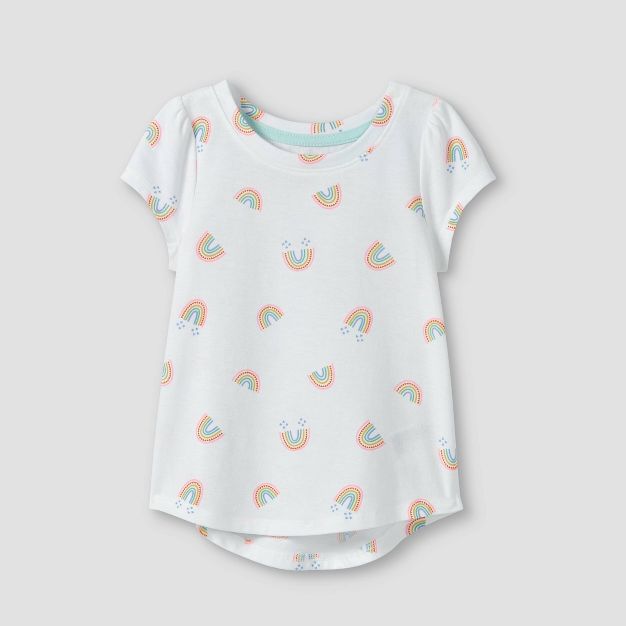 Toddler Girls' Rainbow Short Sleeve T-Shirt - Cat & Jack™ White | Target