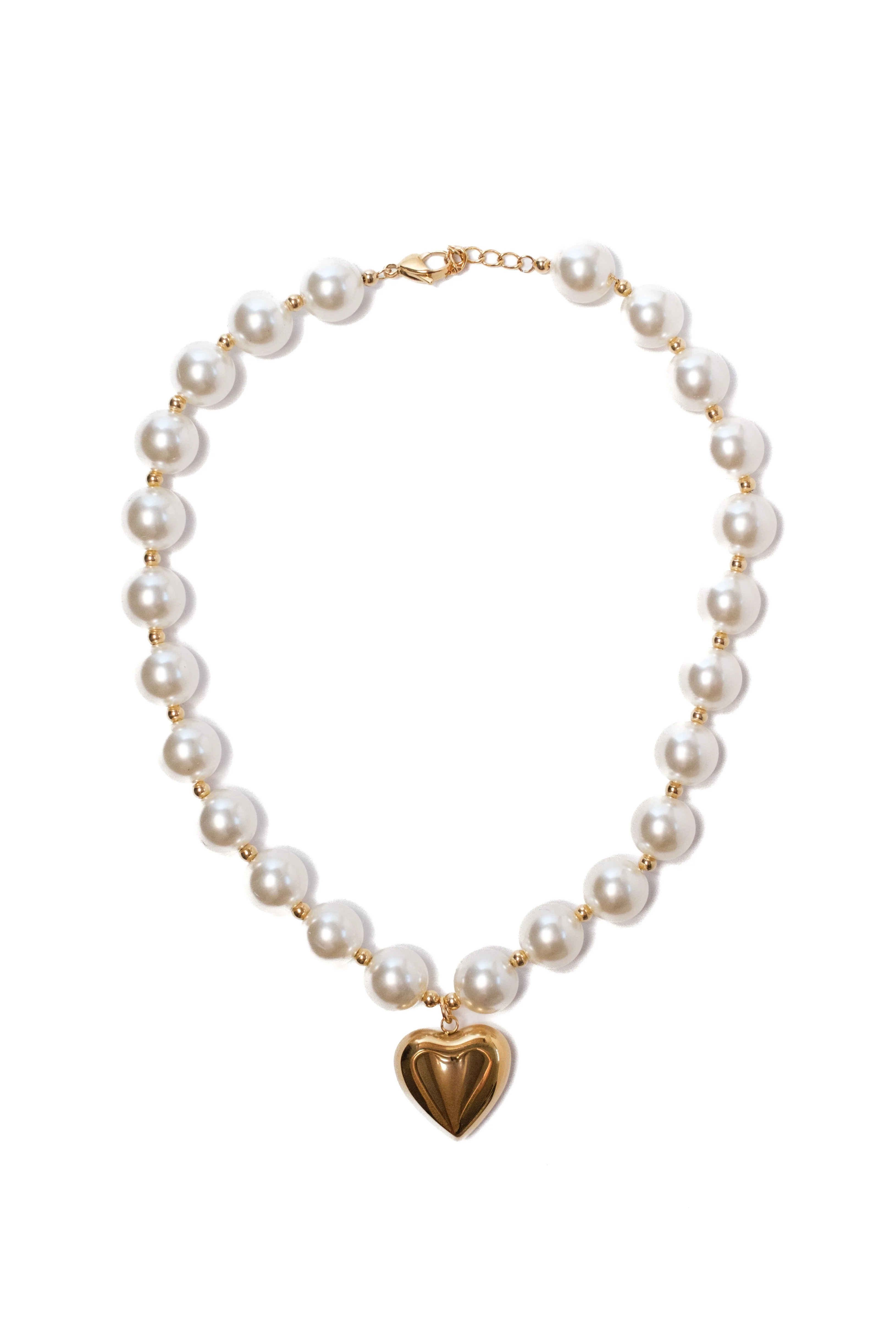 The Darling Gold Heart 316L Stainless Steel Pearl Necklace | KC Chic Designs