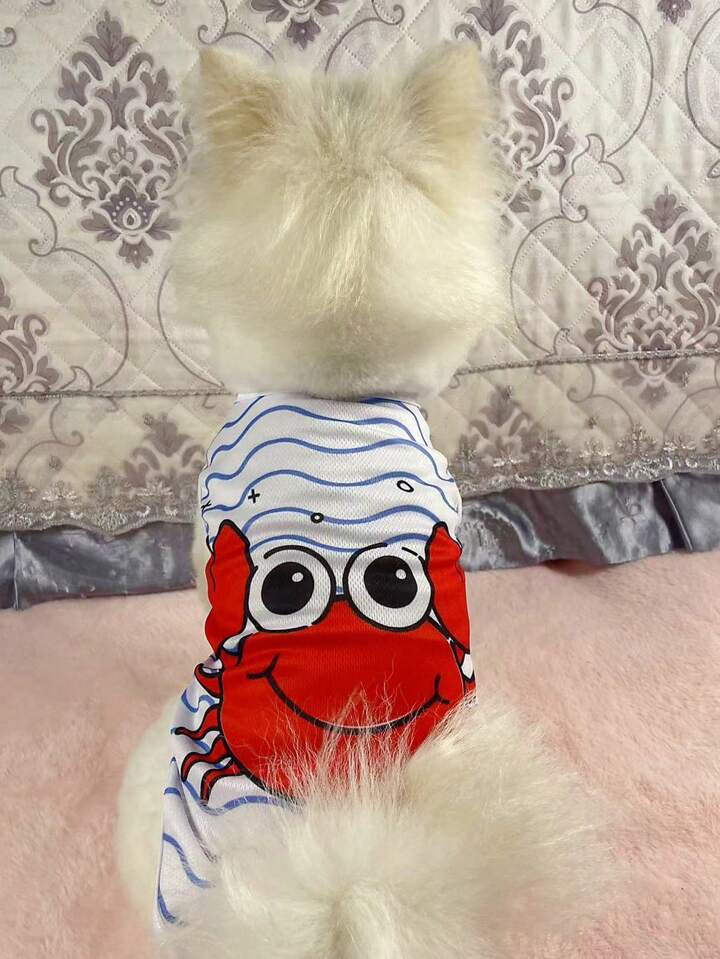 1pc Small/Medium Pet Breathable Mesh Vest With Crab Print For Spring/Summer | SHEIN