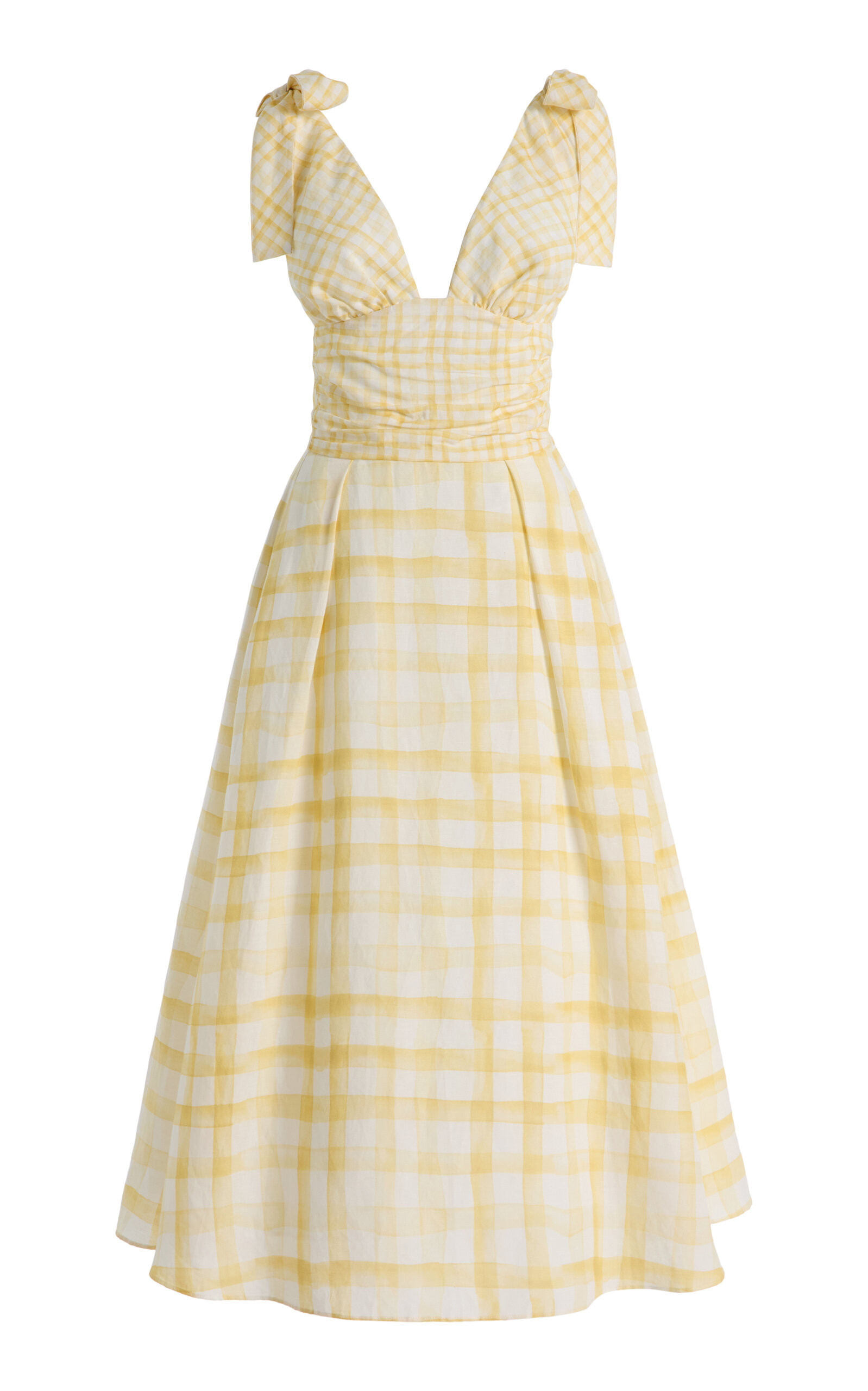 Bow-Detailed Gingham Midi Dress | Moda Operandi (Global)