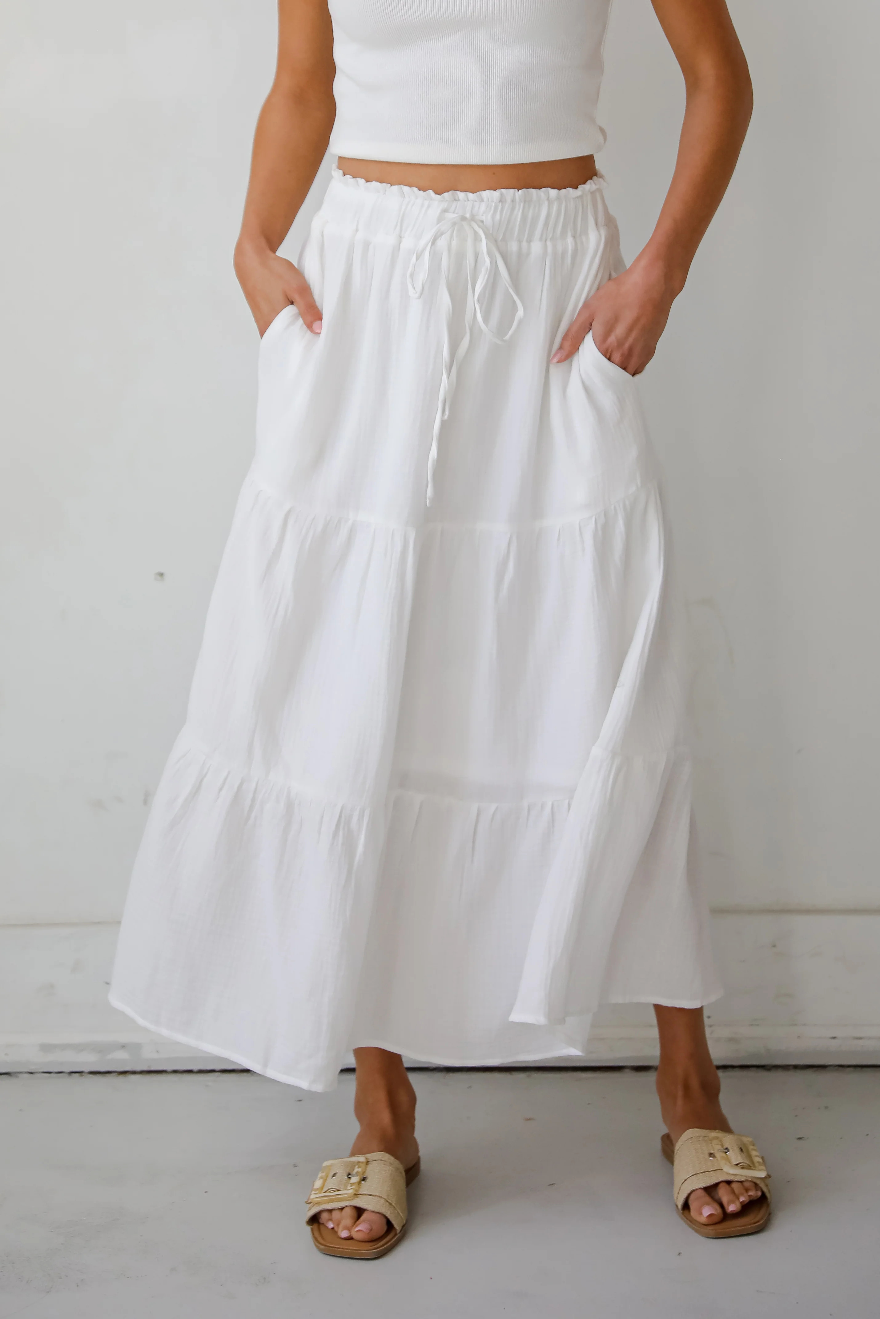 Cute Linen Tiered Maxi Skirt | Flowy Long Skirts | Dress Up | Dress Up
