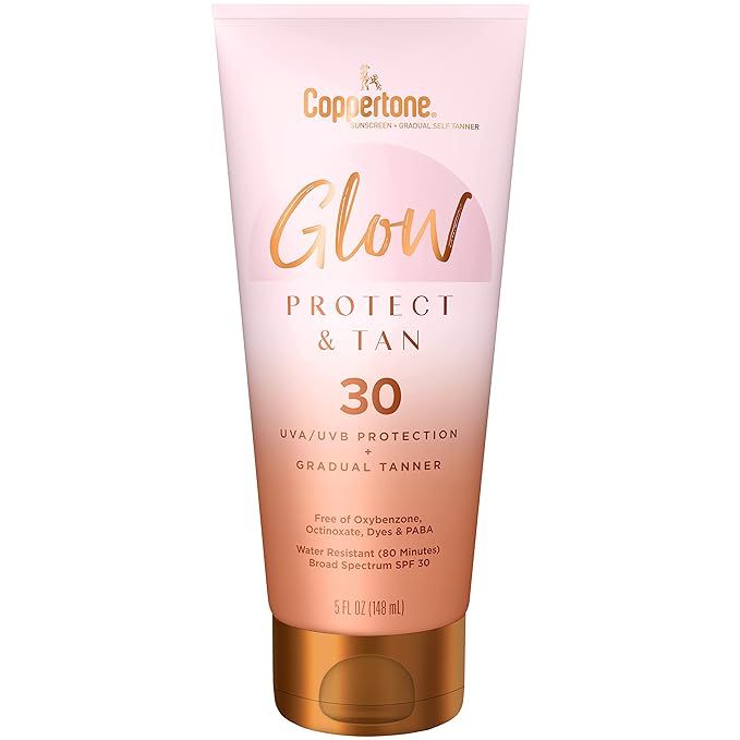 Coppertone Glow Protect and Tan Sunscreen Lotion with Gradual Self Tanner, Water Resistant, Broad... | Amazon (US)