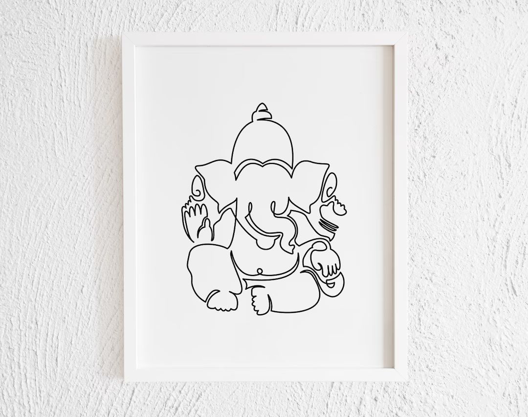 Ganesha Doodle Print. Printable Minimalist Hindu God Drawing - Etsy | Etsy (US)
