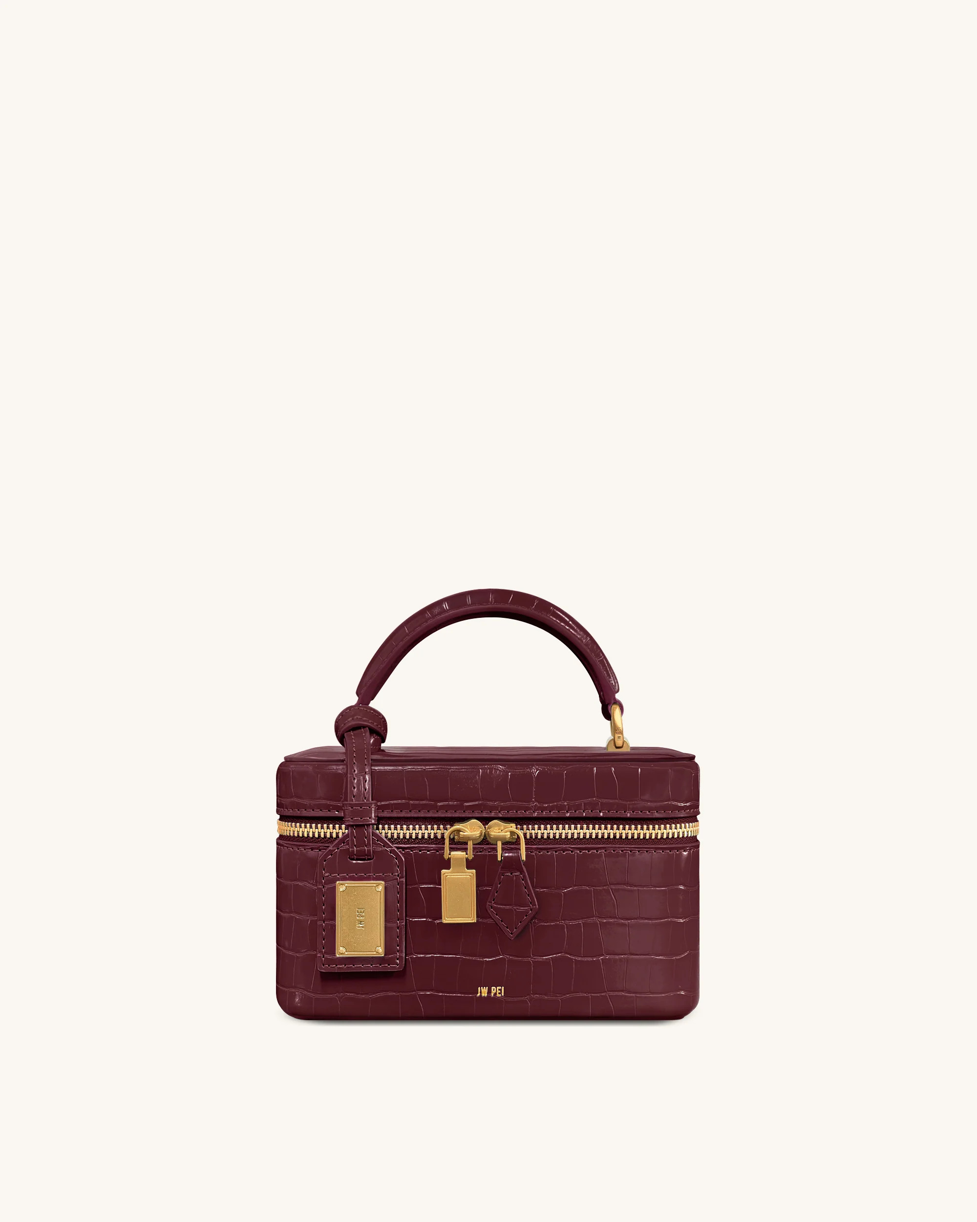 Cleo Box Shape Top Handle Bag - Claret Croc | JW PEI US
