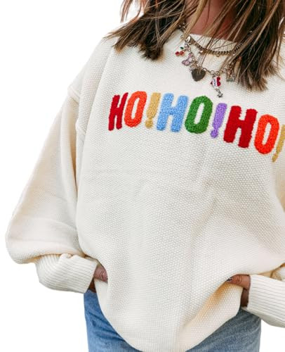 Womens Sweaters Crewneck Merry Christmas HOHOHO Chenille Pullover Tops | Amazon (US)
