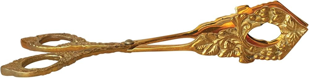 Creative Co-Op Embossed Brass Grape Vine Shaped Kitchen Tongs, Natural, Medium, Gold | Amazon (US)