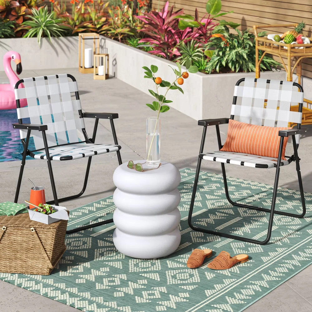 Irregular Liana Outdoor Patio Accent Table White - Threshold | eBay US
