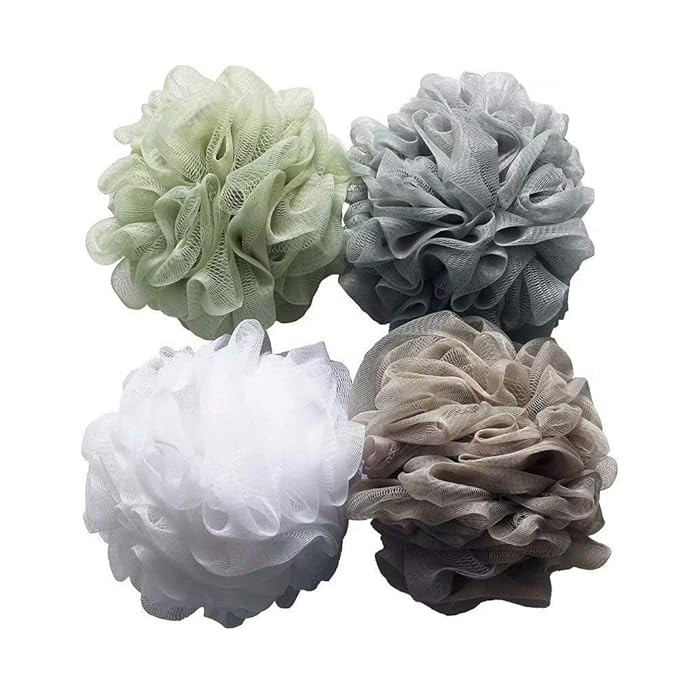 Bath Shower Sponge Loofahs (60g/pcs) Mesh Pouf Shower Ball, Mesh Bath and Shower Sponge Pack of 4 | Amazon (US)