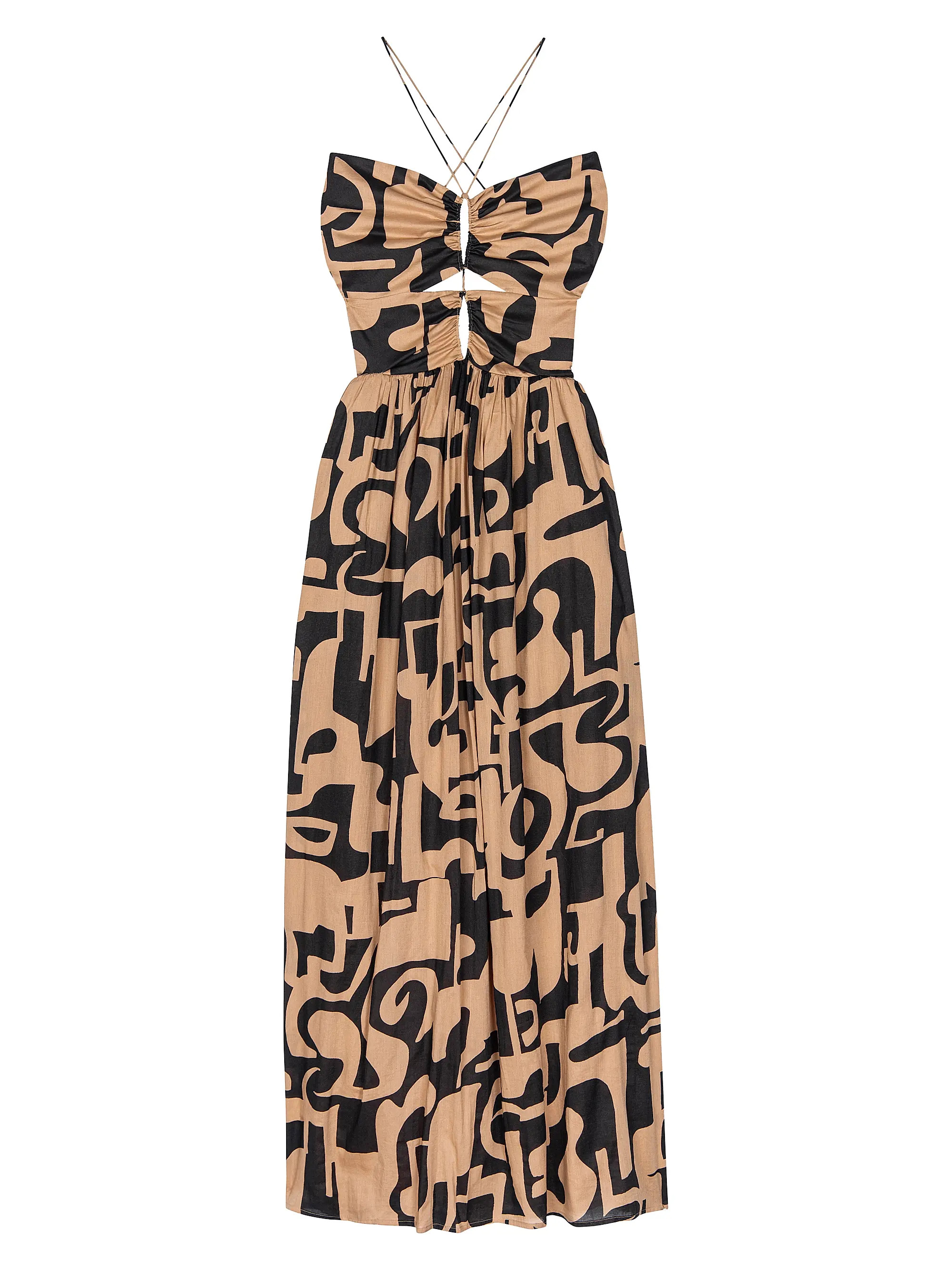 Silvia Santorini Sand Cotton Halter Midi-Dress | Saks Fifth Avenue