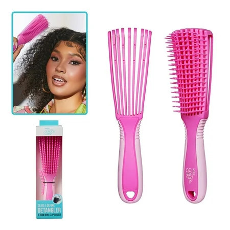 KISS COLORS & CARE 9-Row Glide & Define Detangling Hair Brush Pink | Walmart (US)