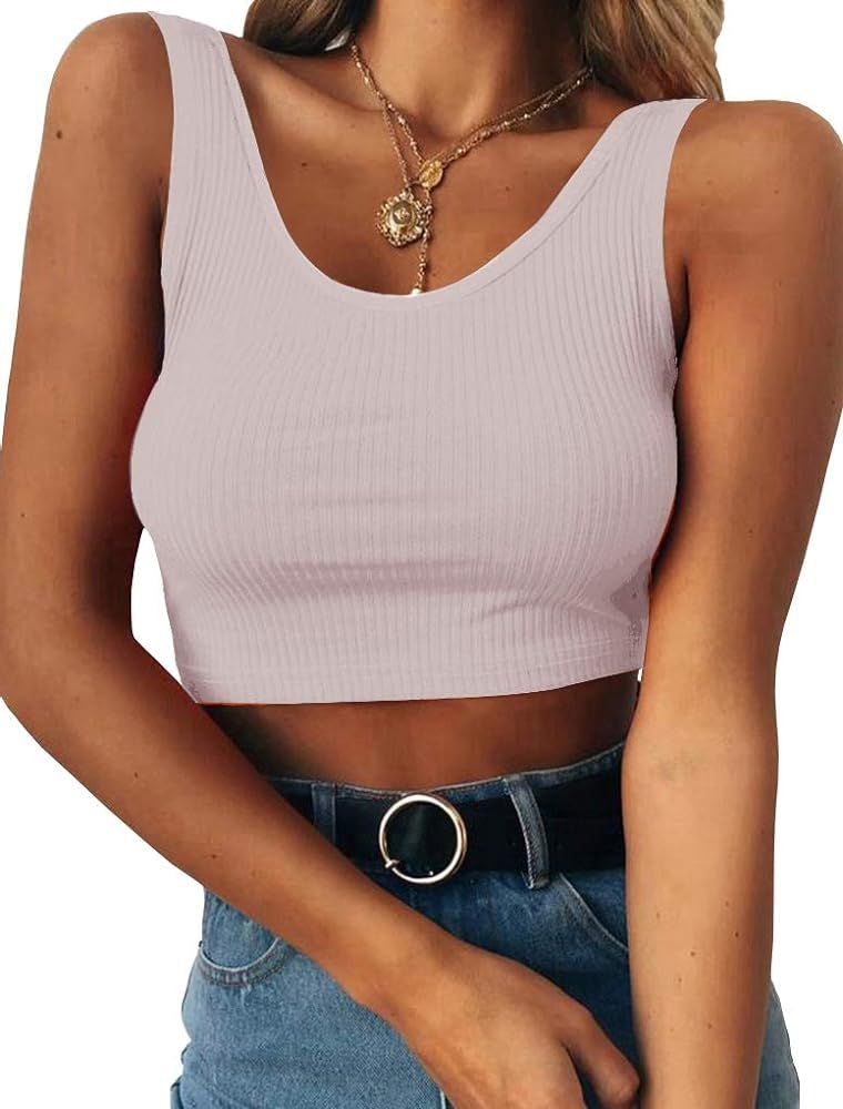 Bingerlily Women's Sexy Sleeveless Crop Tops Basic Slim Cami Tanks | Amazon (US)
