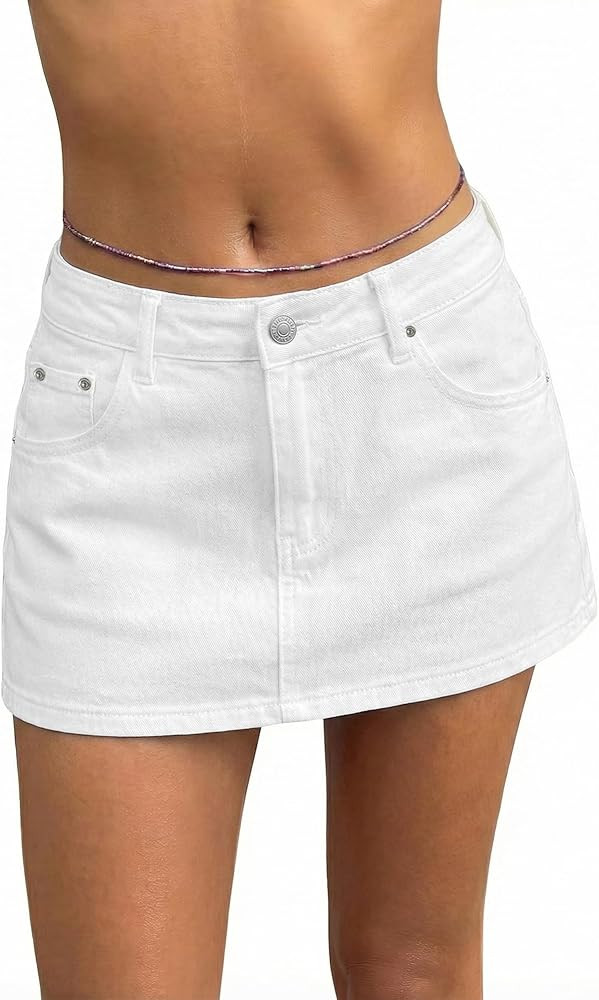 EMMIOL Women Denim Skort Skirt Stretchy Mid Waist Y2K Sexy Mini Skirts Dressy Casual Jean Skorts | Amazon (US)
