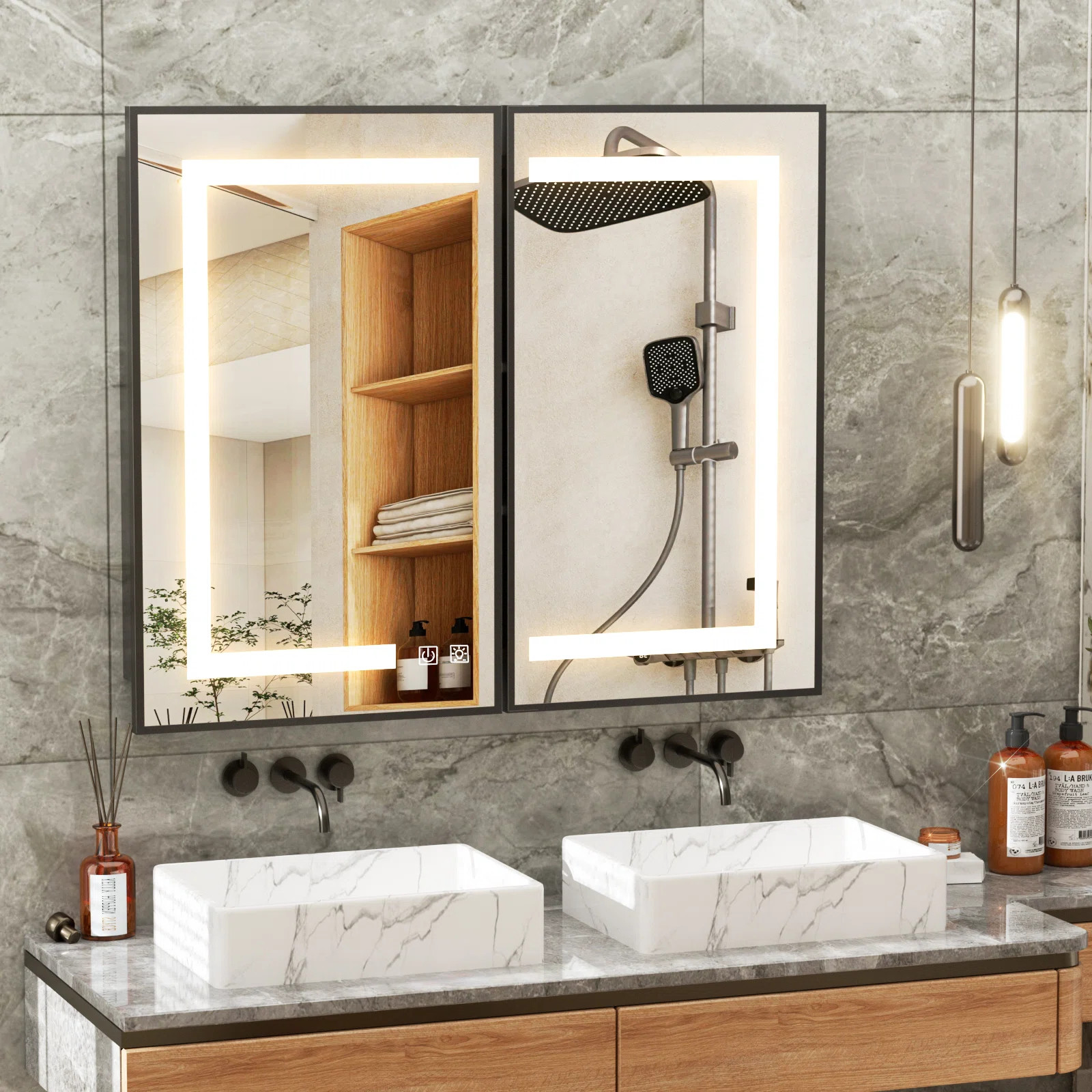 W H Framed Medicine Cabinet Mirror Fixed | Wayfair North America
