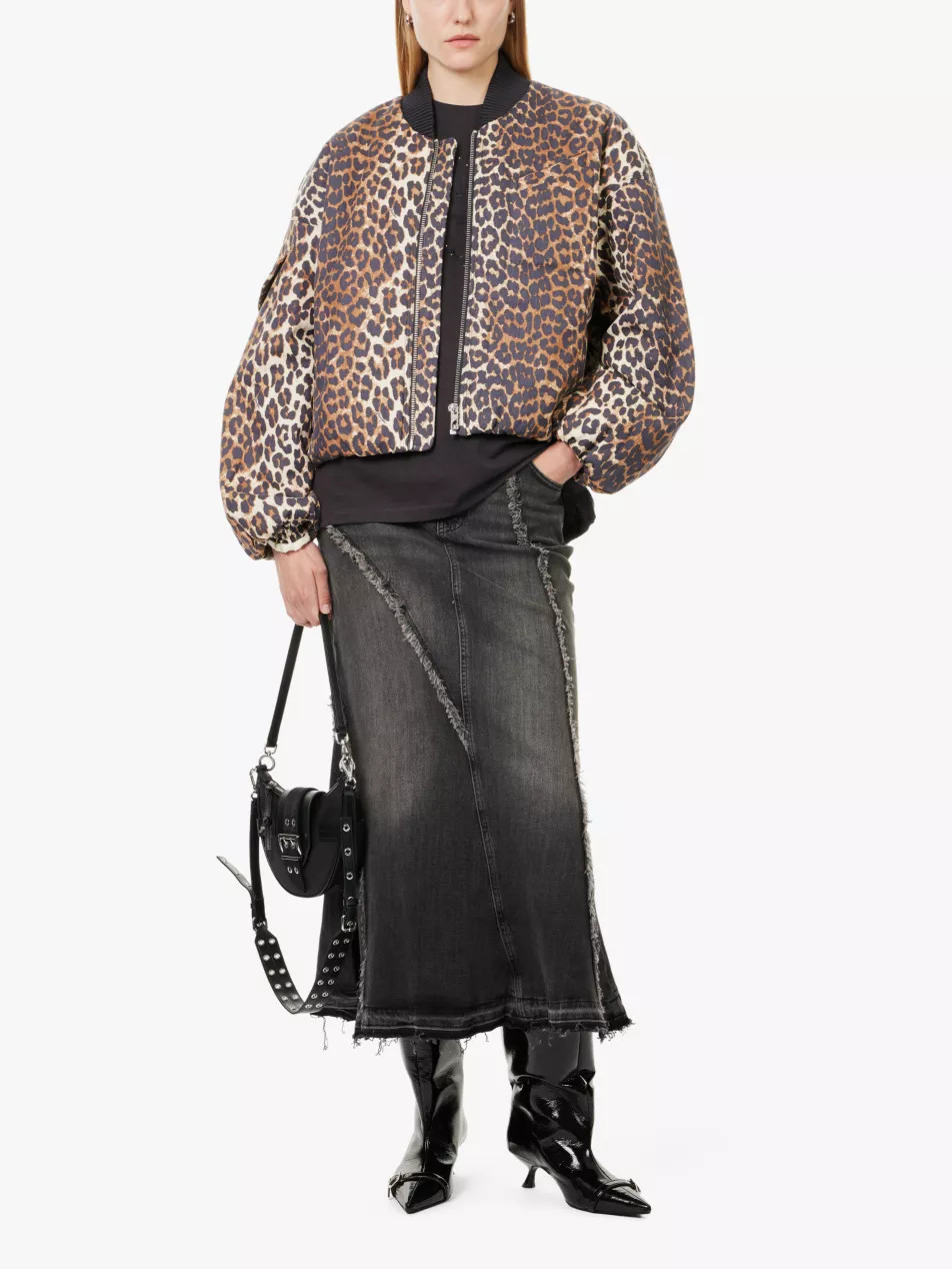 Leopard-print relaxed-fit linen and cotton bomber jacket | Selfridges