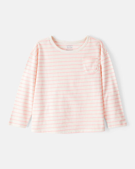 Toddler Girl Striped Long-Sleeve Top - Pink | Carter's Inc