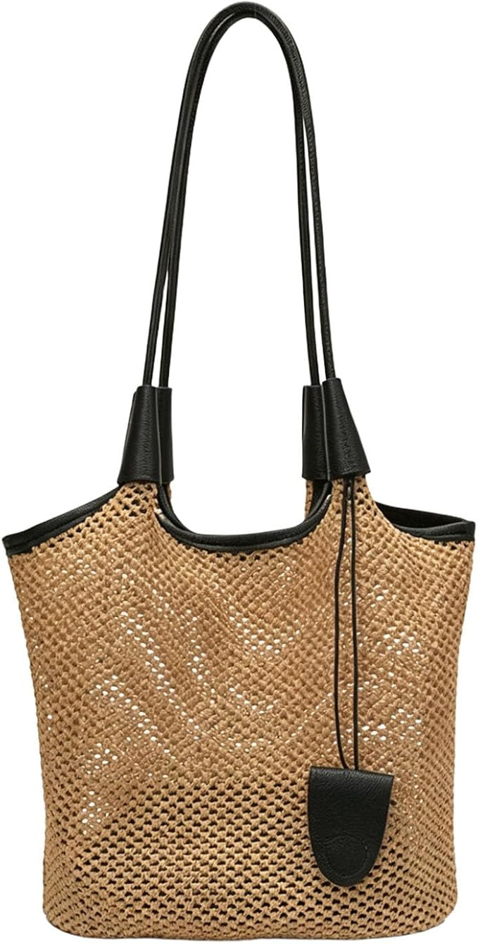 Straw Bags for Women Beach Woven Tote Bag Summer Casual Hobo Handbag Travel Shoulder Bag Raffia P... | Amazon (US)