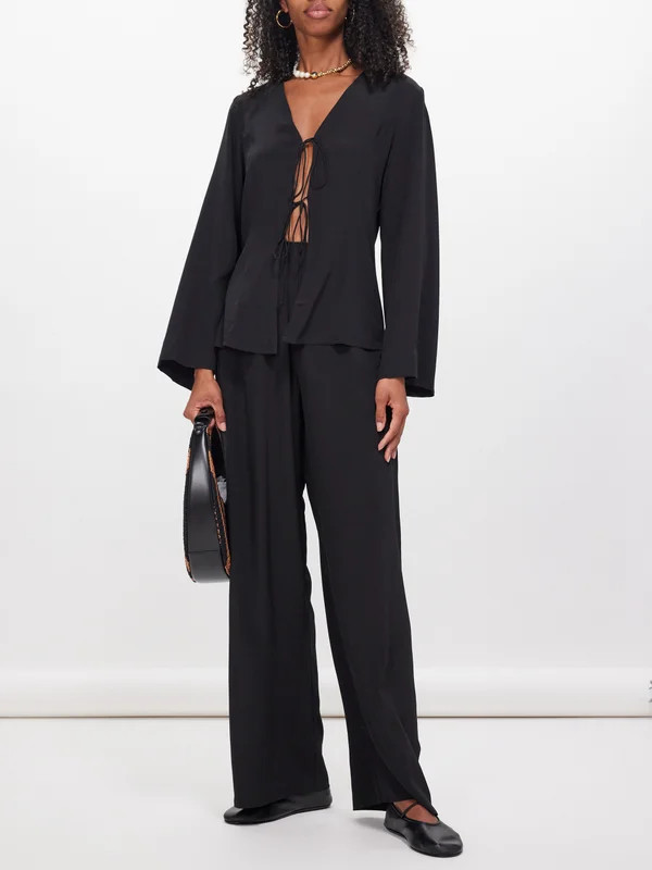 Monforte elasticated-waist silk-crepe trousers | Faithfull The Brand | Matches (UK)