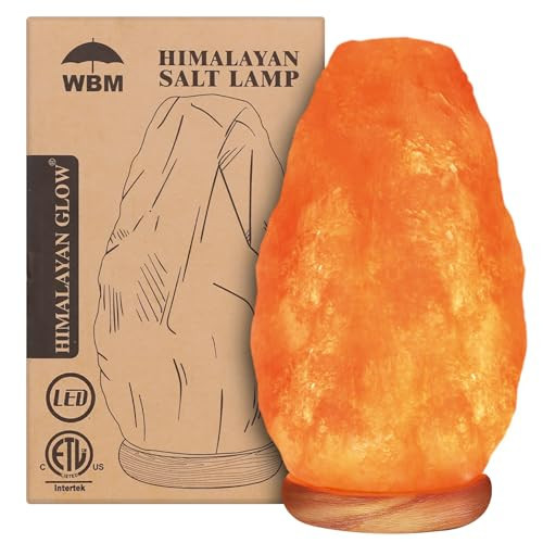 WBM Salt Lamp - USB Himalayan Salt Lamp with Touch Dimmer Control, Natural Pink Crystal, 5-7 lbs, Wooden Base, LED Bulb, Room Decor, Home Decor, Relaxation, Ambiance, Gift | Amazon (US)