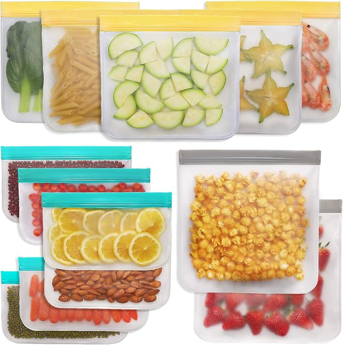 Jagrom Reusable Storage Bags (13 Pack) 2 Gallon & 5 Sandwich Lunch Bags & 6 Small Kids Snack Bags... | Amazon (US)