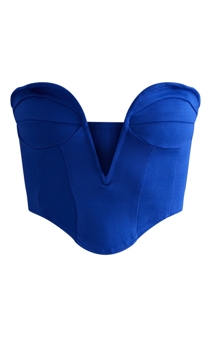 Blue Steel Bandage V Bar Corset | PrettyLittleThing US