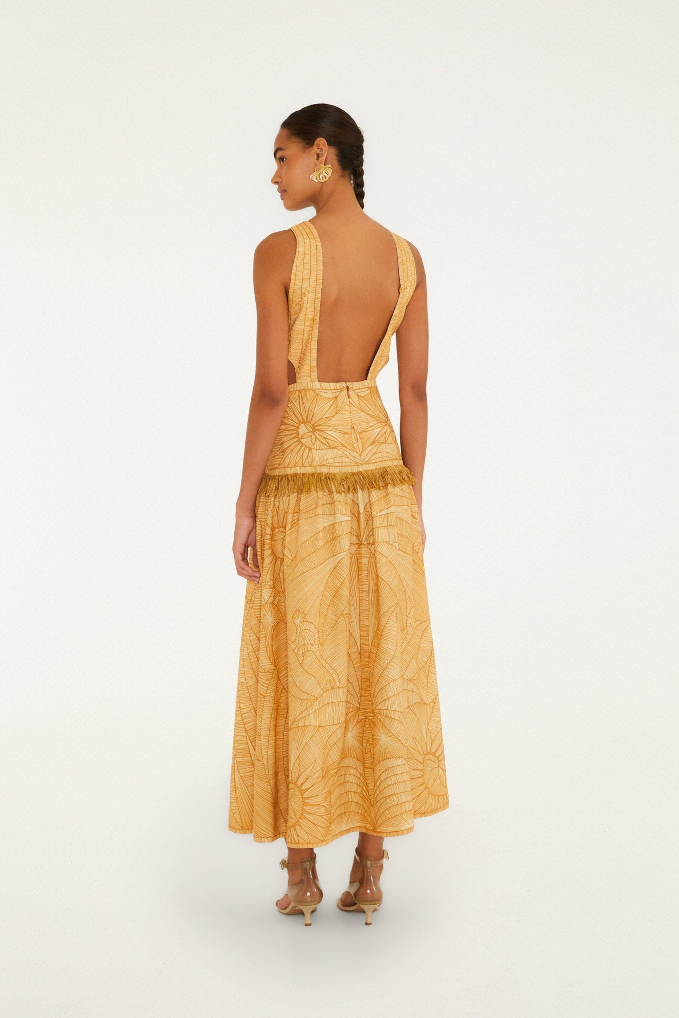 Caramel Usiacuri Cut-Out Lenzing Ecovero Euroflax Maxi Dress | FARM Rio | FarmRio (US)