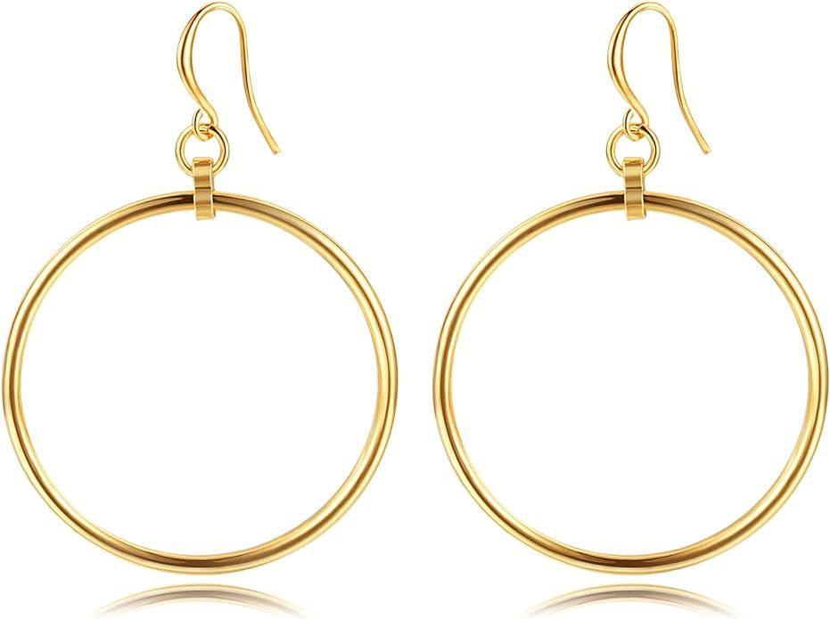Gold Earrings for Women 14k Gold Plated Threaded Pearl Drop Earrings Hypoallergenic Dainty Baroqu... | Amazon (US)