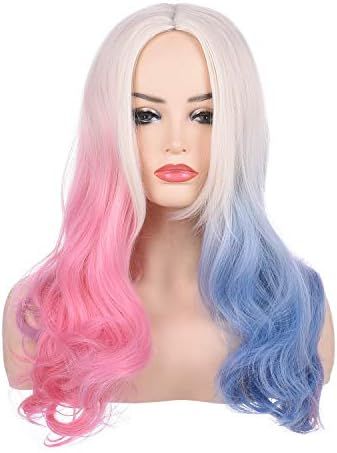 Morvally Long Wavy Blonde Blue Pink Ombre Wigs for Women Cosplay Halloween | Amazon (US)